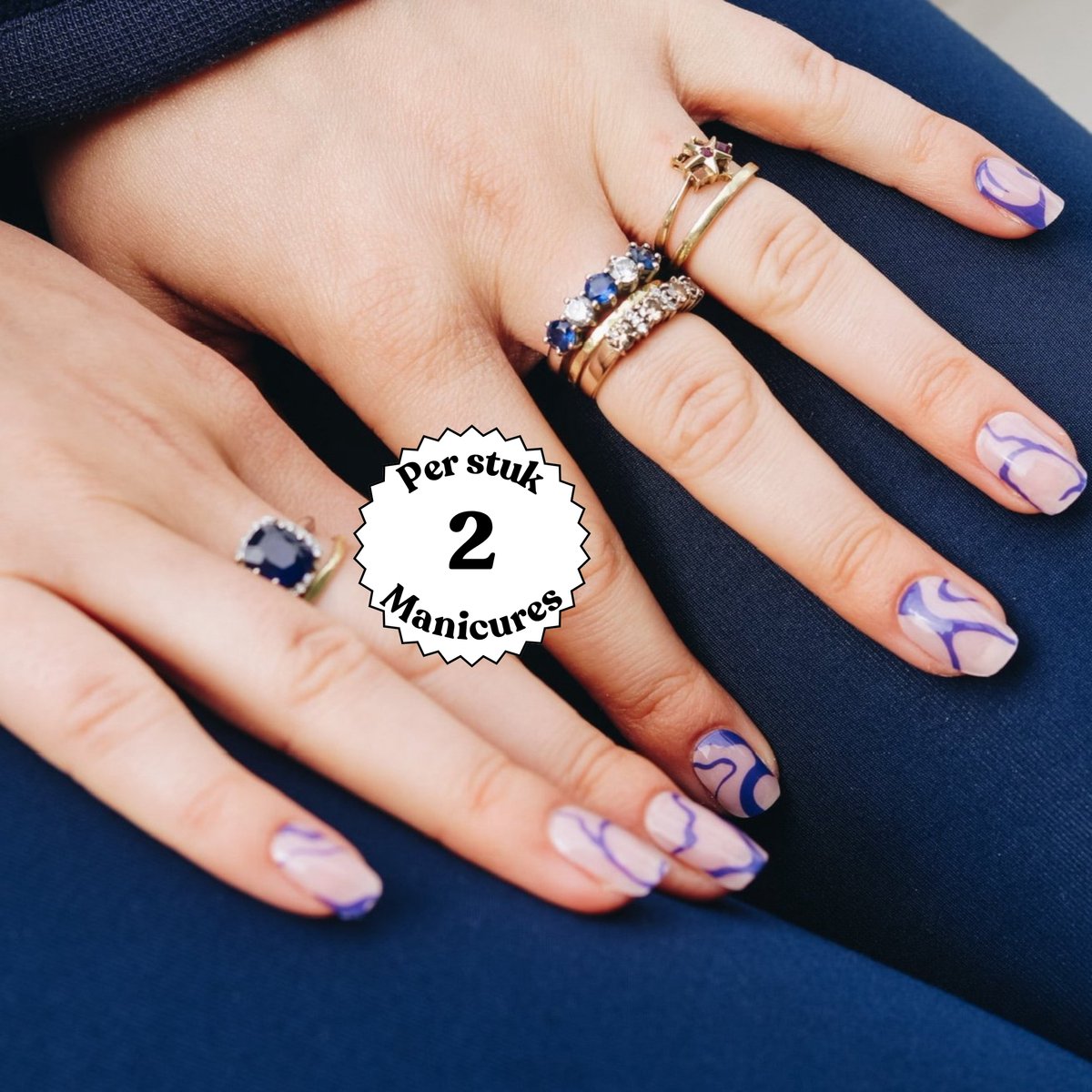 Maniac Nails Gellak Stickers – Break the Rules – 28 stickers voor 2 manicures – 14+ dagen zonder chippen – Uitharden met UV-lamp – Blauwe Nail Art Gel Nagelstickers – Gel Nail Wraps