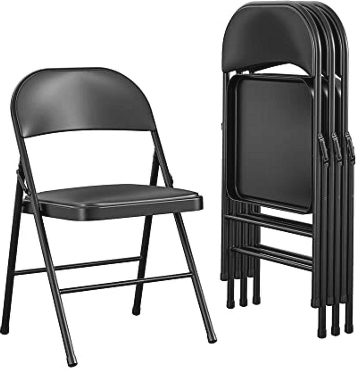 Opvouwbare metalen stoelen set van 4 - Zwart, staal