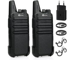 Muring Professionele Walkie Talkie - Portfoon met oortje - set van 2 - Walkie Talkie voor volwassenen & Kinderen - Oplaadbaar