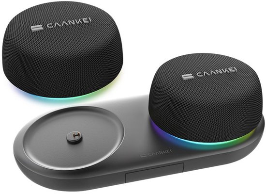 Draadloze Bluetooth Speaker Caankei CS20 – 2x 4W Stereo, RGB Licht, Magnetisch, Telefoonhouder, Compact