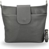 Sac bandoulière femme BELCHOME Ellie, sac bandoulière en cuir véritable fait main avec bandoulière en cuir et large bandoulière à motifs, 7 compartiments, imperméable, élégant, fabriqué en Italie, gris foncé