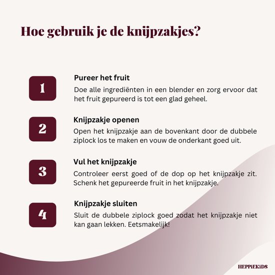 Heppiekids® Knijpzakjes Herbruikbaar - 10 stuks - voor babyvoeding, babysnacks of babyhapjes - Hervulbare knijpfruit zakjes - BPA-vrij - Lekvrij - Vaatwasserbestendig - Herbruikbaar