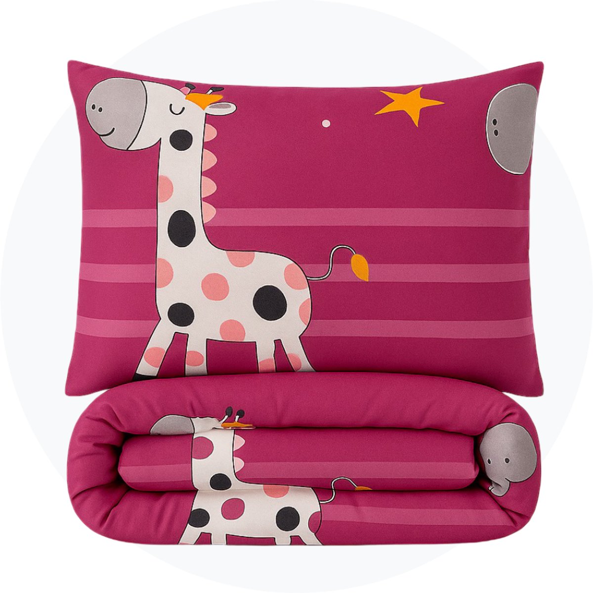 SimplyDream Giraf wasbaar dekbed - Eenpersoons - 140x200 cm - Roze