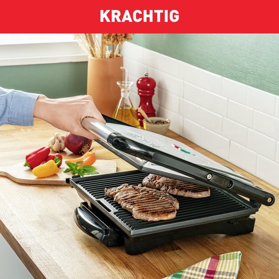 Tefal Inicio GC241D Contactgrill - Anti-aanbakplaten - Vet opvangbak - 2000W - RVS