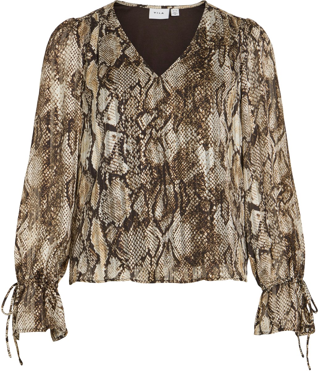 VILA - VISIKA PRI L/S V-NECK TIE TOP - Dames - Blouses