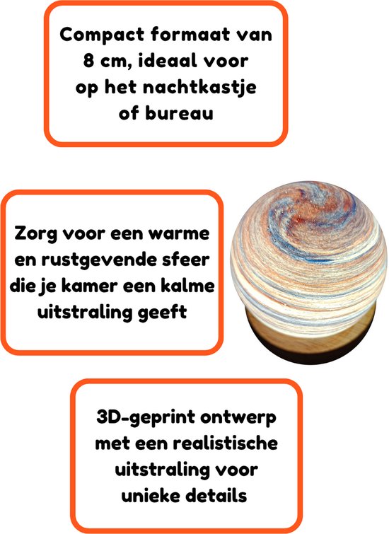 Nachtlamp - Lamp - Sunset Cloud - Zonsondergang Wolk - 8 cm - 3D geprint van Decostar — afbeelding 2