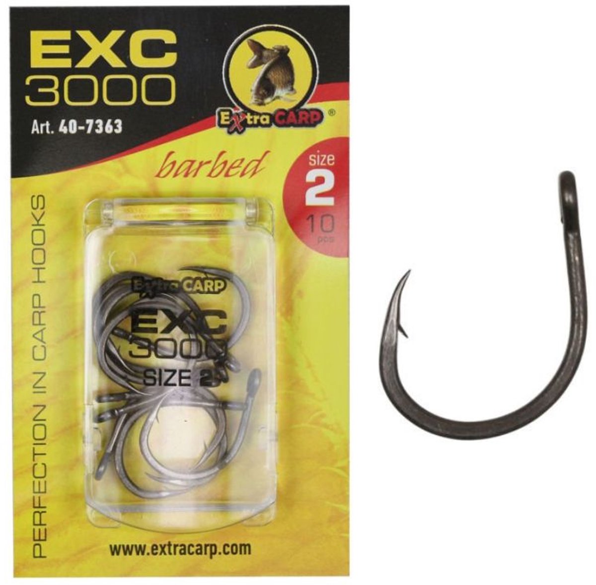 EXC '3000' Karper Haken - Haakmaat #6 - 10 stuks - Barbed - Karper Haak - Carp Hooks - voor Karper Onderlijnen