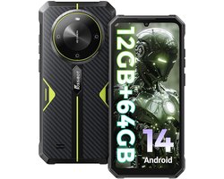 FOSSiBOT F105 robuuste smartphone, 6,745 inch HD+-scherm, 10300 mAh-batterij, 4 GB RAM + 64 GB ROM, 20 MP + 8 MP camera, 4G Dual SIM, octa-core chipset, Android 14-systeem, ontgrendeld/Face ID/OTG/GPS, IP68/IP69K - zwart