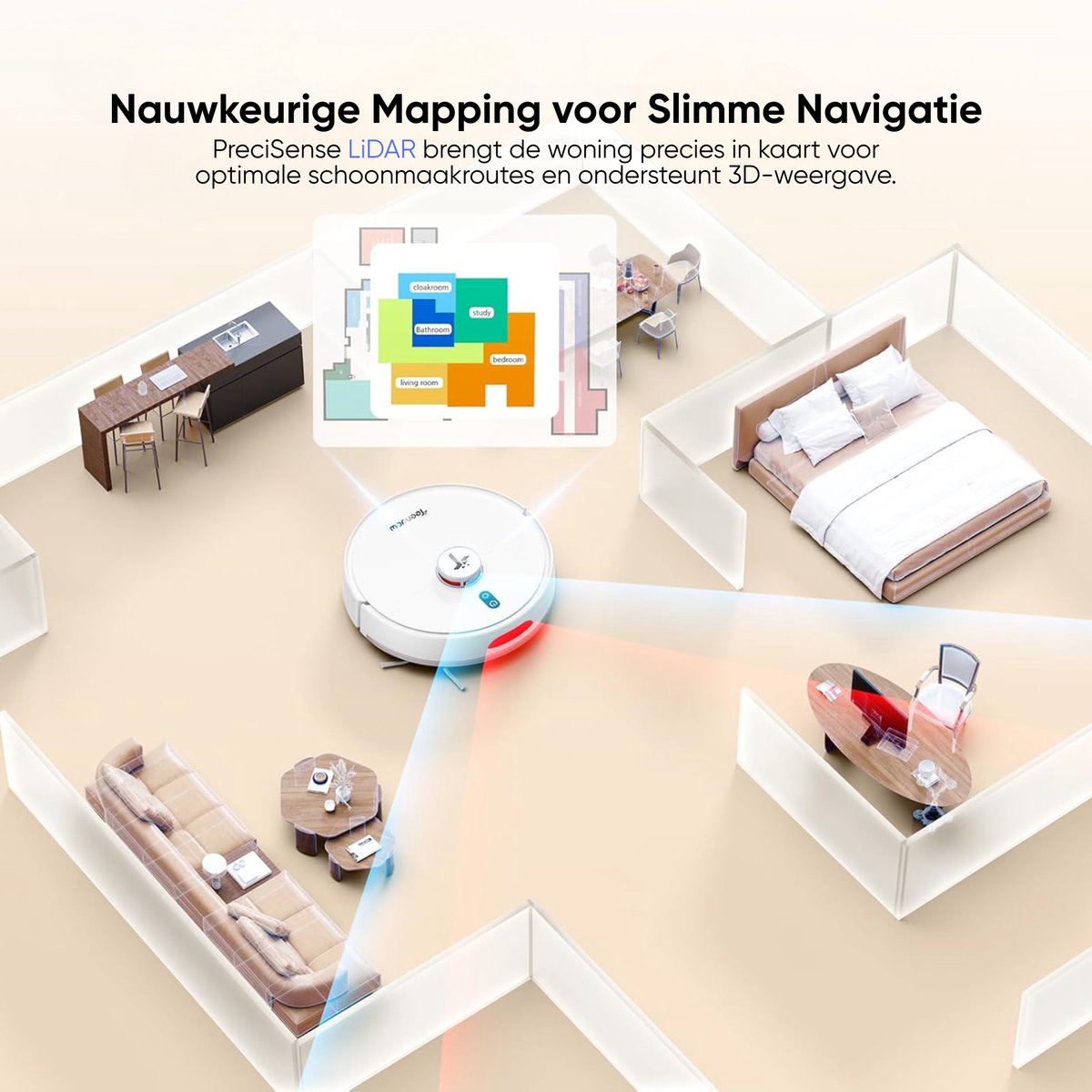 ZOKER D20S Max+ Robotstofzuiger met 6000Pa Zuigkracht - afbeelding 3