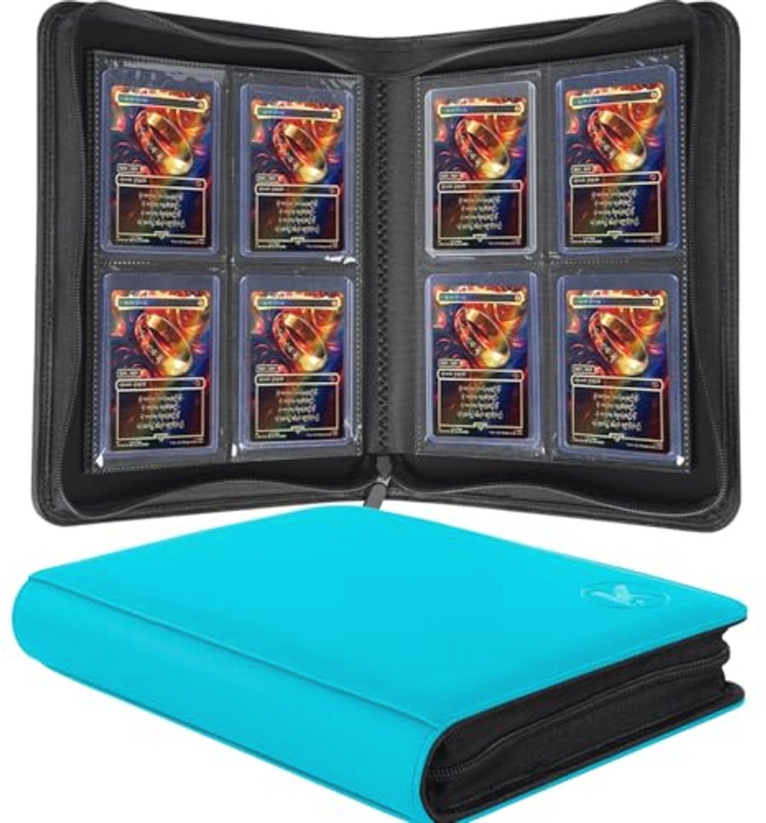 Toploader Binder voor 128+ kaarten - Dubbelzijdige 4 Pocket Opbergmap voor Handelskaarten