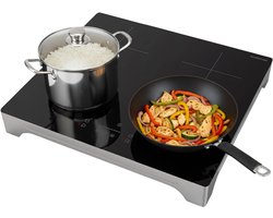 Inventum VKI6010ZIL inductie kookplaat 4 kookzones - 59 cm - 1-fase plug en play - Boost - Timer - Kinderslot - Tot 2600 W - Vrijstaand - Zilver/Zwart