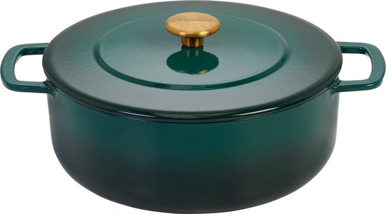 Combekk Gietijzeren Braadpan Ø28cm / Dutch oven - 100% Gerecycled - PFAS vrij - Geschikt voor alle warmtebronnen - 5,3L - Holly Green
