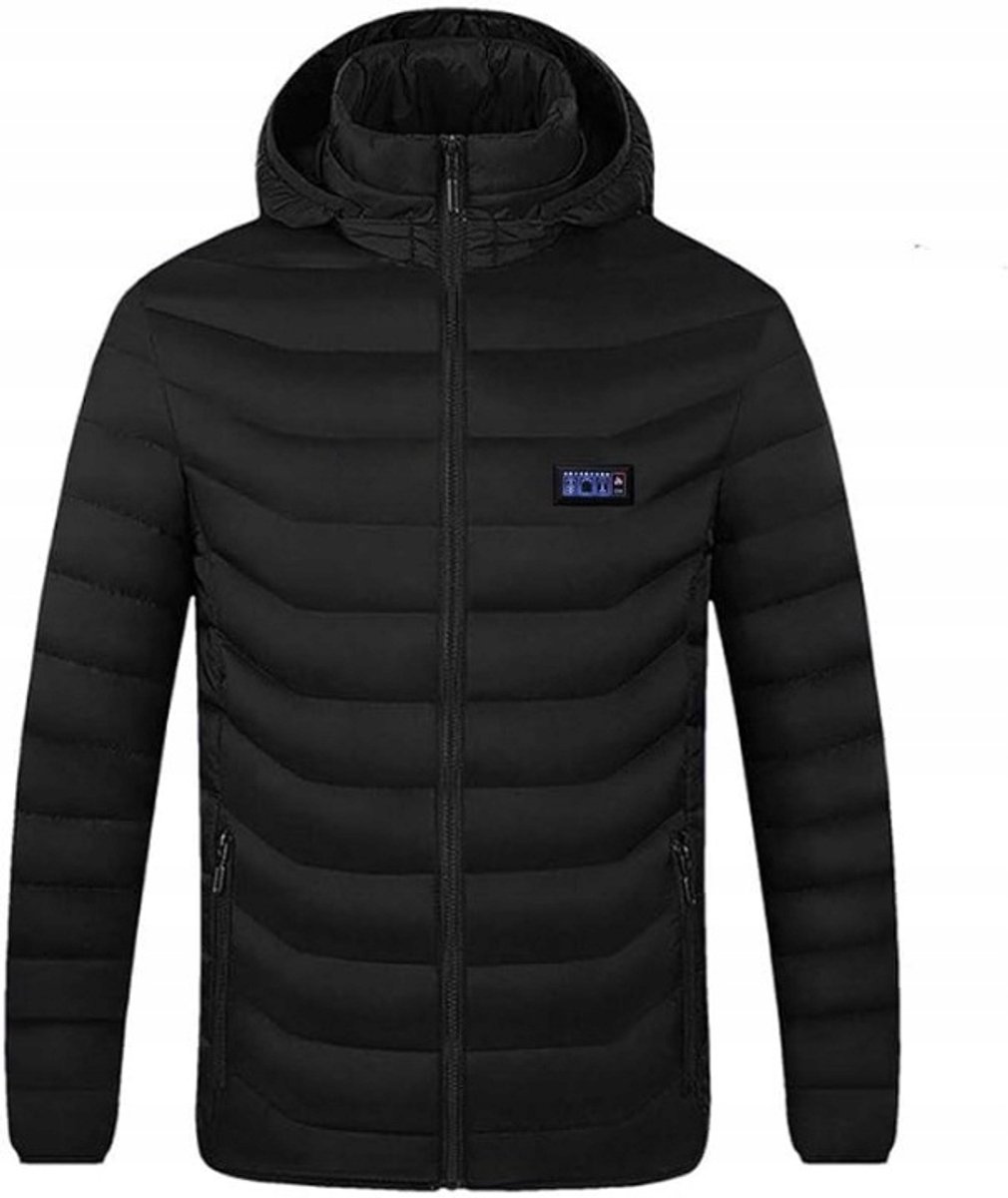 Verwarmde Jas 21 Zones – USB Aansluiting – Elektrische Winterjas – Unisex – – Label 4XL Zwart