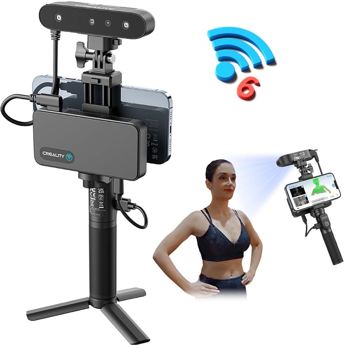 Creality CR Scan Ferret Pro 3D-scanner - 0.1 mm Accuracy - Antitril-volgsysteem - Draagbaar handzaam 3D scansysteem - 24-bits volledige kleurscan