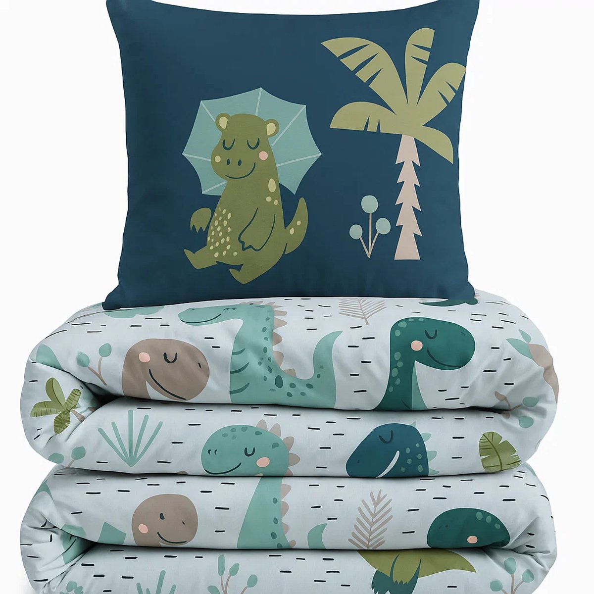 All-in One Lazy Kinderdekbed Dino - Dekbed voor het hele jaar 140 x 200 cm + 1 kussensloop
