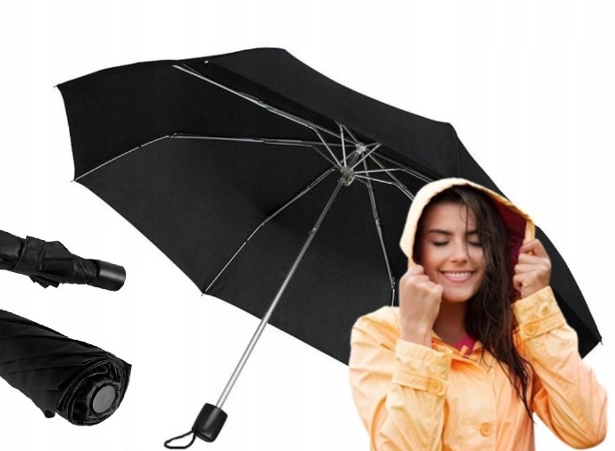 Merkloos Merkloze Elegante Zwarte Opvouwbare Paraplu - Compact & Praktisch