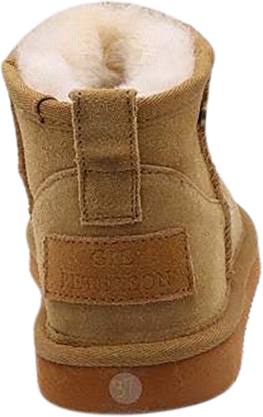 Gil Peterson - Bottes pour femmes - Bottes en daim véritable avec coutures renforcées - Doublure en peau de mouton véritable - Châtaigne - Pointure 36