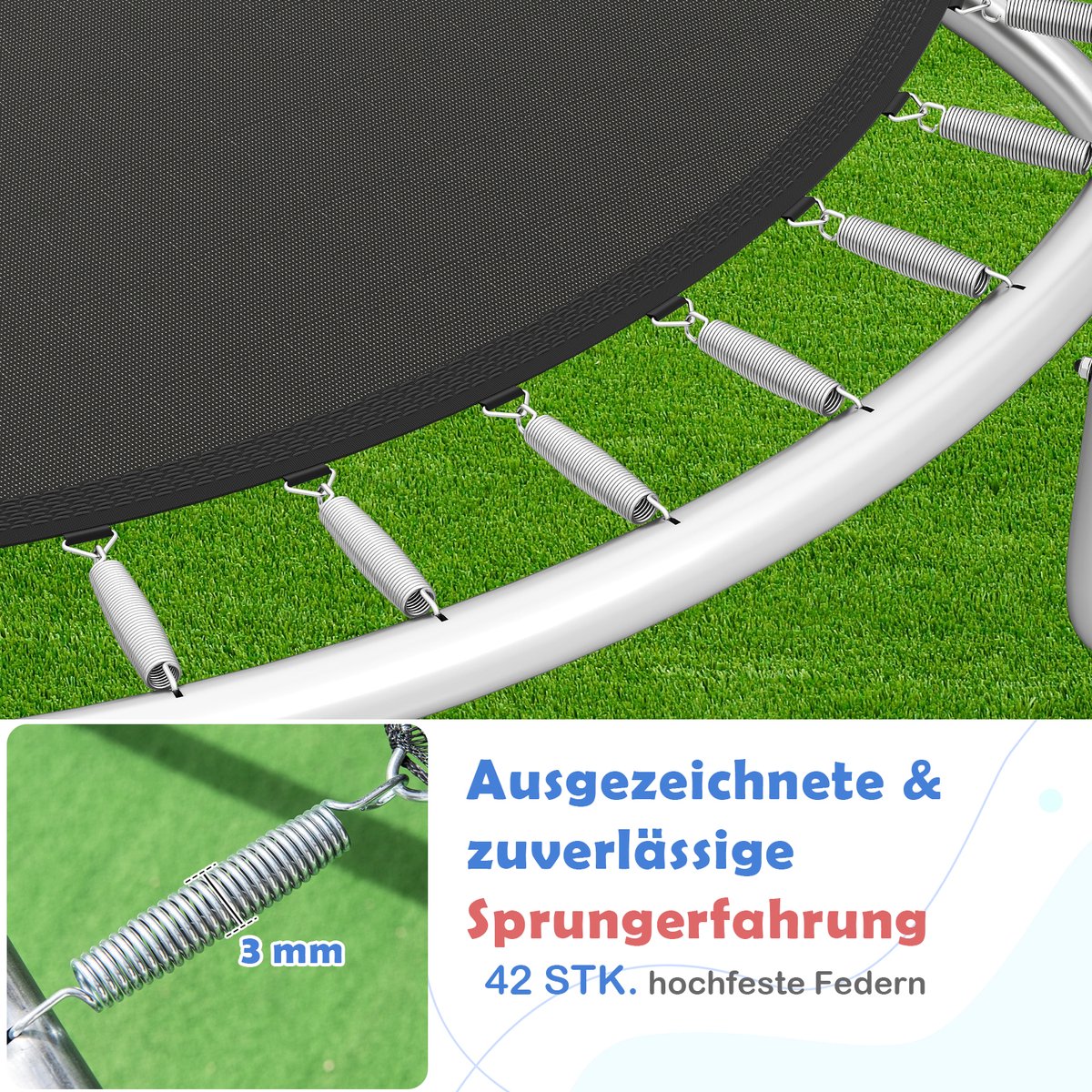 COSTWAY Ø 244 cm trampoline met ladder, tuintrampoline rond met veiligheidsnet, randafdekking en metalen frame, kindertrampoline, complete set voor kinderen en volwassenen — afbeelding 10