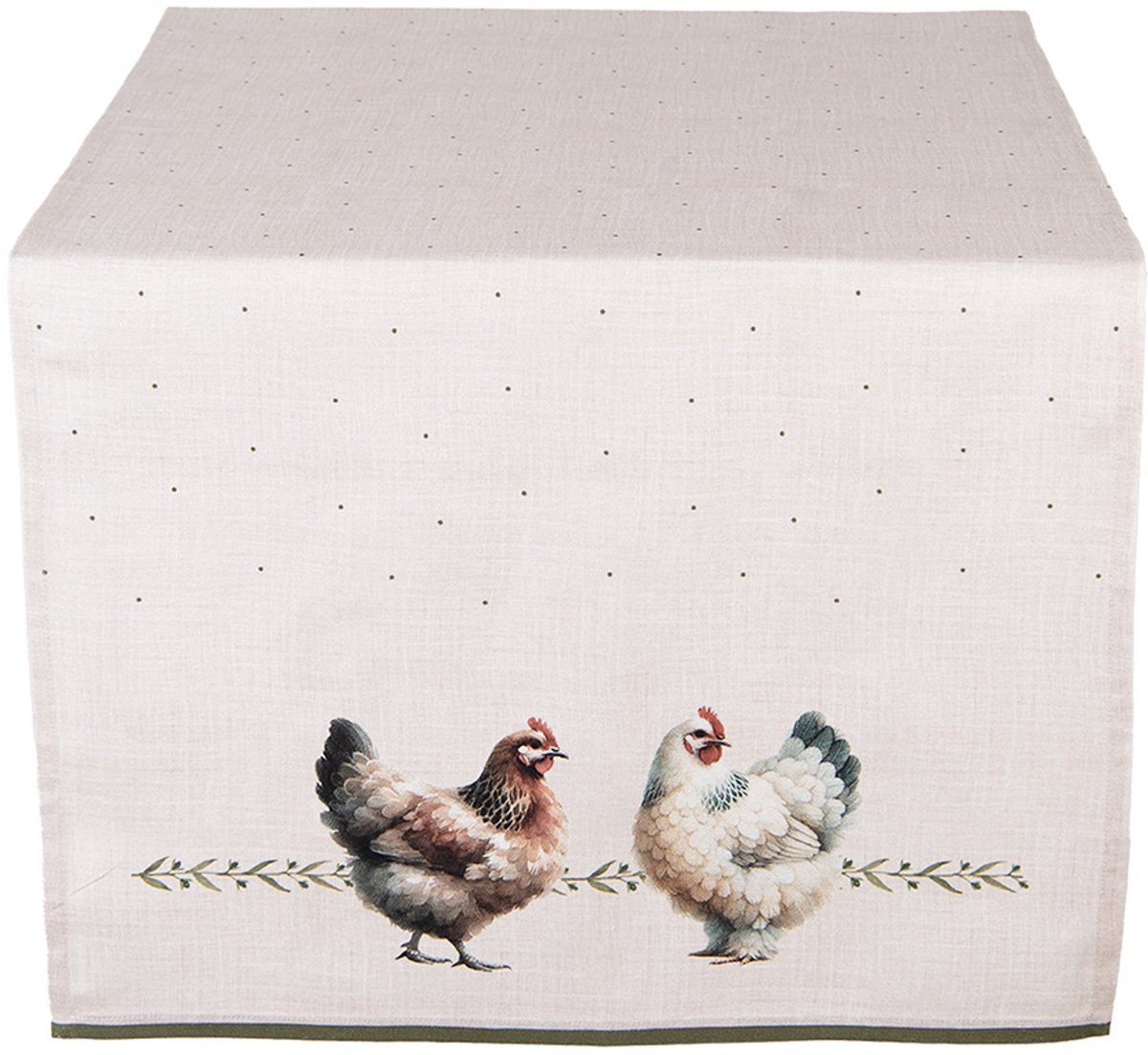 Clayre & Eef Tafelloper 50x140 cm Beige Katoen