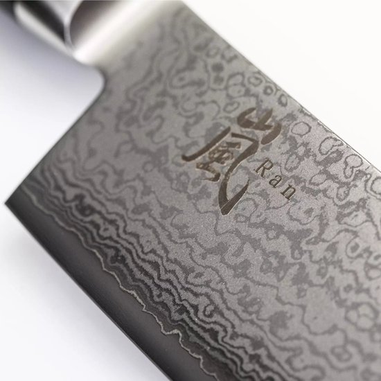 Yaxell Japonais - Série Ran - Couteau de Chef Nakiri - Acier VG10 - 61 HRC - Lame 16,5 cm - 69 Couches d'Acier Damassé - Toile-Micarta Heft