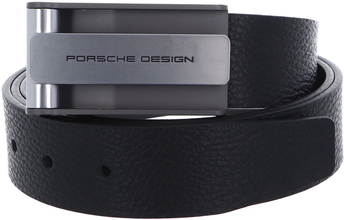 PORSCHE DESIGN Leren riem Business Hook Belt Buckle 35 W120 Black zwart