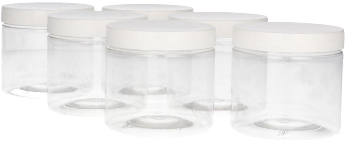 6 x 150 ml Ronde doorzichtige plastic opbergpot met schroefdeksels, luchtdichte BPA-vrije voedselopslagcontainers voor keuken, hardware-opslag, canisters 6 x 150 ml Ronde doorzichtige plastic opbergpot met schroefdeksels, luchtdichte BPA-vrije voedselopslagcontainers voor keuken, hardware-opslag, canisters