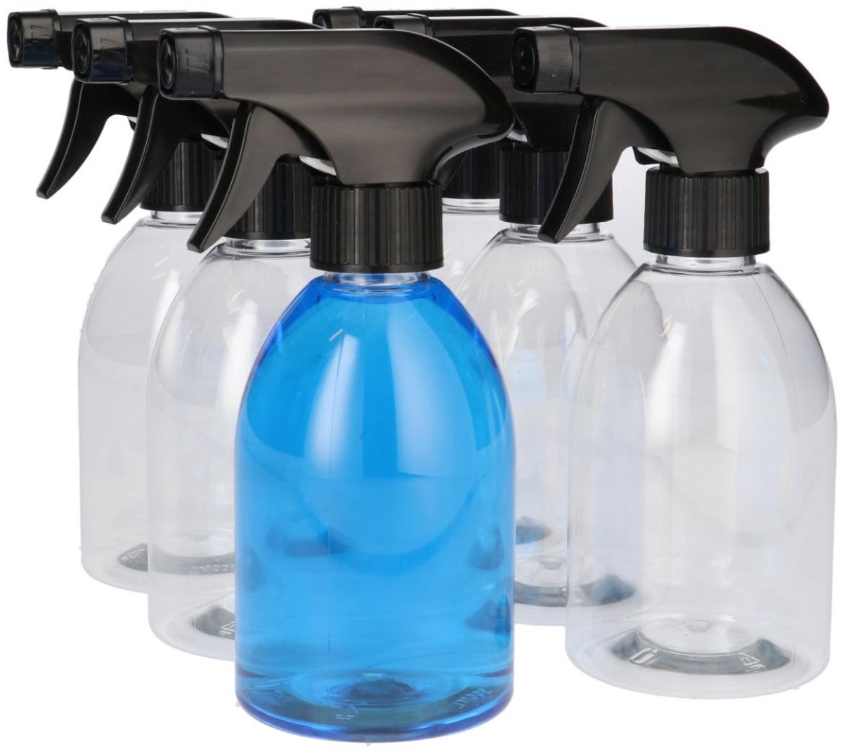 6 x Spuitflessen 300ml R-PET transparant met Spray Pomp Zwart- Gerecycled PET - tot 60% minder Co2 uitstoot - 6 stuks