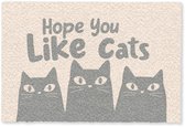 Deurmat 90x60 cm - Droogloopmat Katten - Quote - Grijs - Beige - Mat voor binnen - Schoonloopmat - Deurmatten met print - Inloopmat