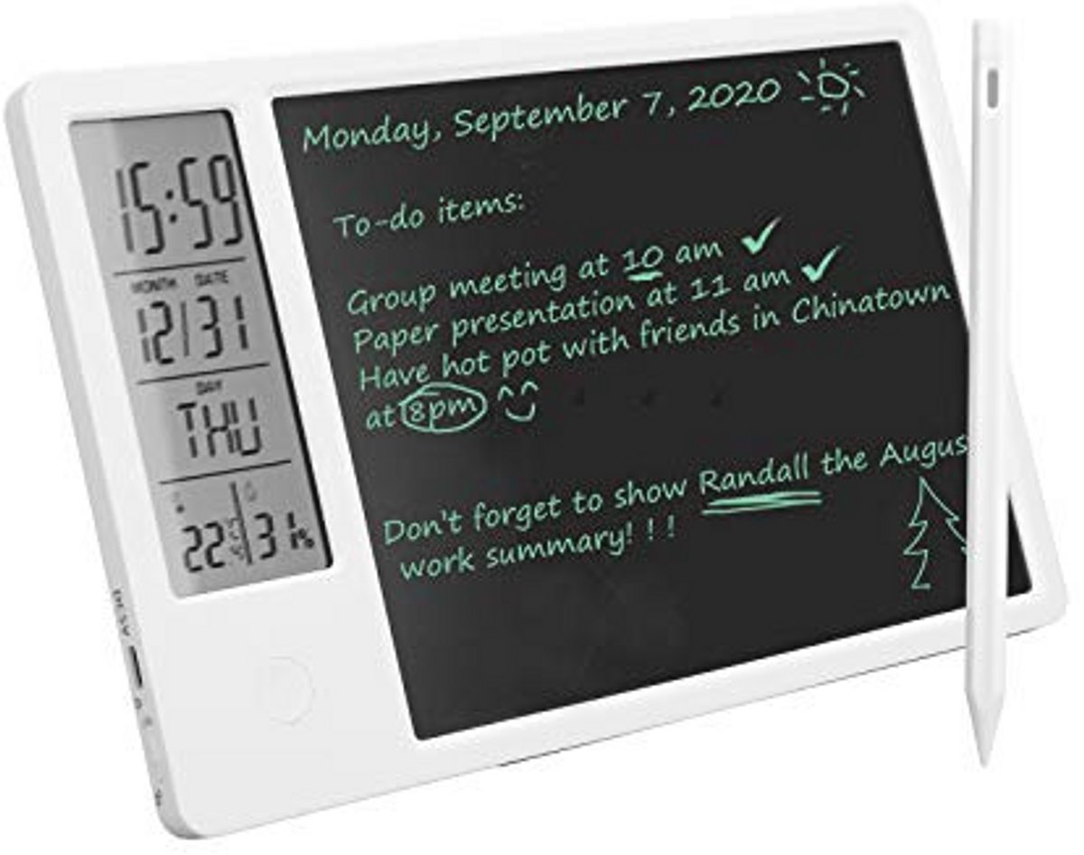 LCD Schrijftablet met Stylus - Digitale Notitieblok en Kalender voor Thuis, Kantoor en School