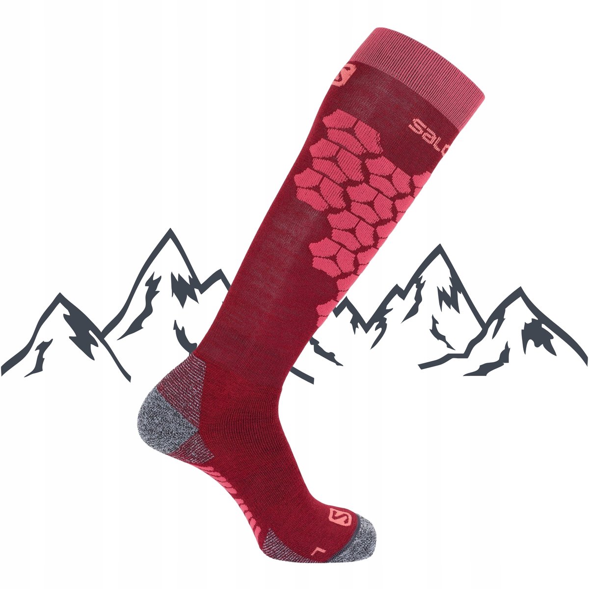 Salomon S/ACCESS Merino Skisokken Warm Heren Dames Rood