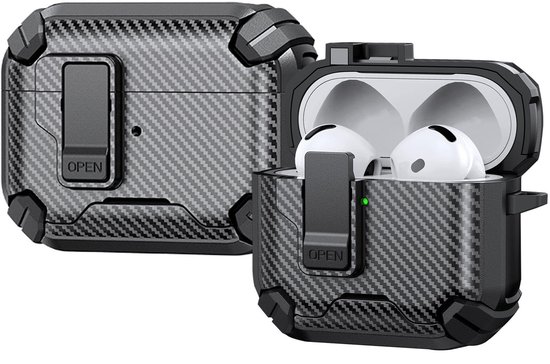 Telestore - AirPods Pro 3 Carbon hard case cover - Carbon hybride zwart hoesje Beschermhoes - AirPods pro 3 Cover - hoesje geschikt voor Apple Airpods pro 3 - zwart - Carbon hard cover - met MagSafe functie