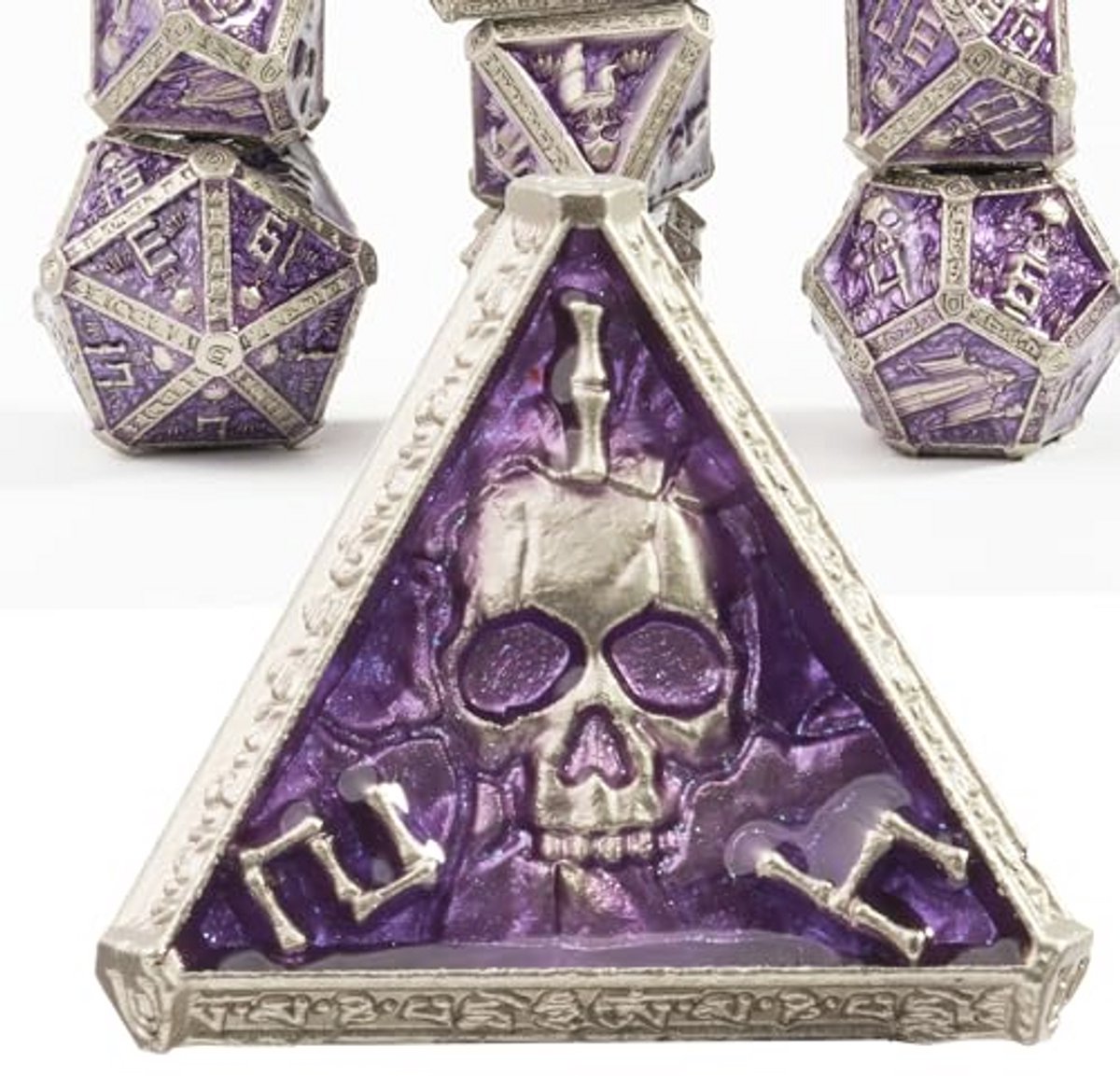Metalen DND dobbelstenen set voor kerkers en draken - Unieke magie RPG accessoires (paars)