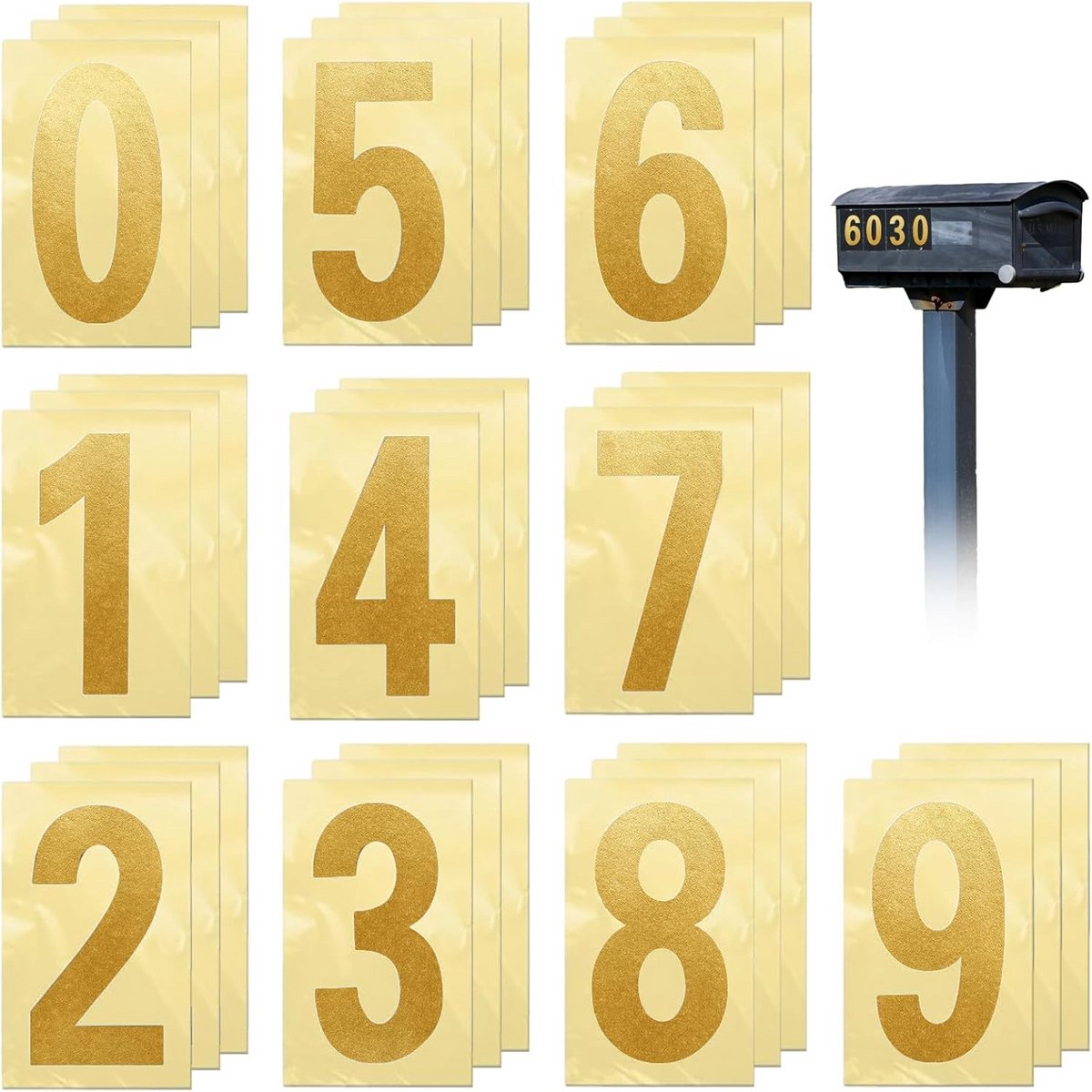 Zelfklevende Cijferstickers 0-9, Set van 30 Stuks, Waterdicht en Duurzaam (10 x 4.8 cm)