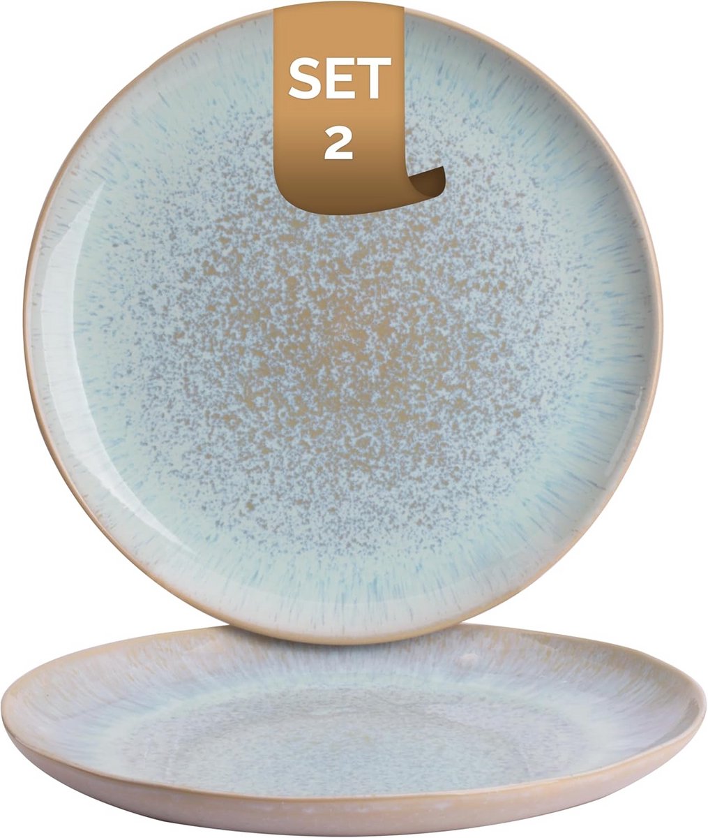 Set van 2 Dinerborden Ø22,5 cm - Lichtblauw Reactive Glaze Stoneware