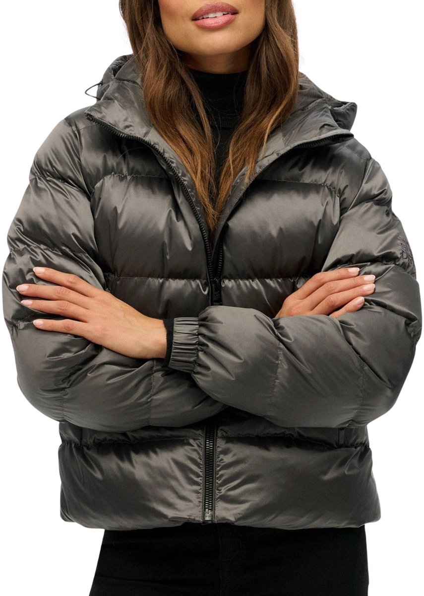 Superdry Hooded Luxe Sports Puffer Winterjas Dames Grijs