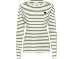 Kaffe Liddy T-Shirt Dames T-shirt - Chalk/Sea Spray -Black Heart