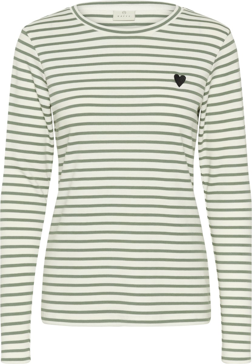 Kaffe Liddy T-Shirt Dames T-shirt - Chalk/Sea Spray -Black Heart