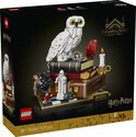 LEGO Harry Potter doos met een uil, boeken en Harry Potter minifiguren.