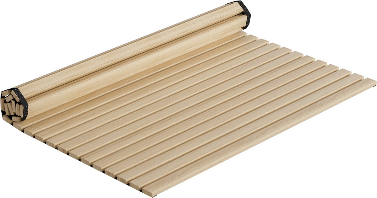 Aufun Cederhout Lattenbodem - 140x200cm - 23 Latten - Oprolbare Opvouwbare Bodem - met Zwarte Elastische Band