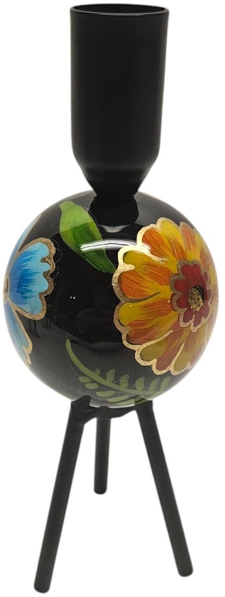 Kandelaar driepoot bloem 6,5x6,5x19cm
