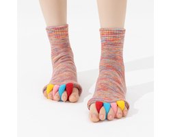 Roze en gekleurde vingersokken - Yoga-teensokken - Open teen sokken voor correctie van hallux valgus