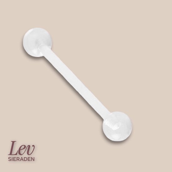 Lev Bijoux - Piercing de retenue en PTFE / Bioflex - 1,6 x 16 mm avec boules de 5 mm pour oreille, nombril, langue et grossesse
