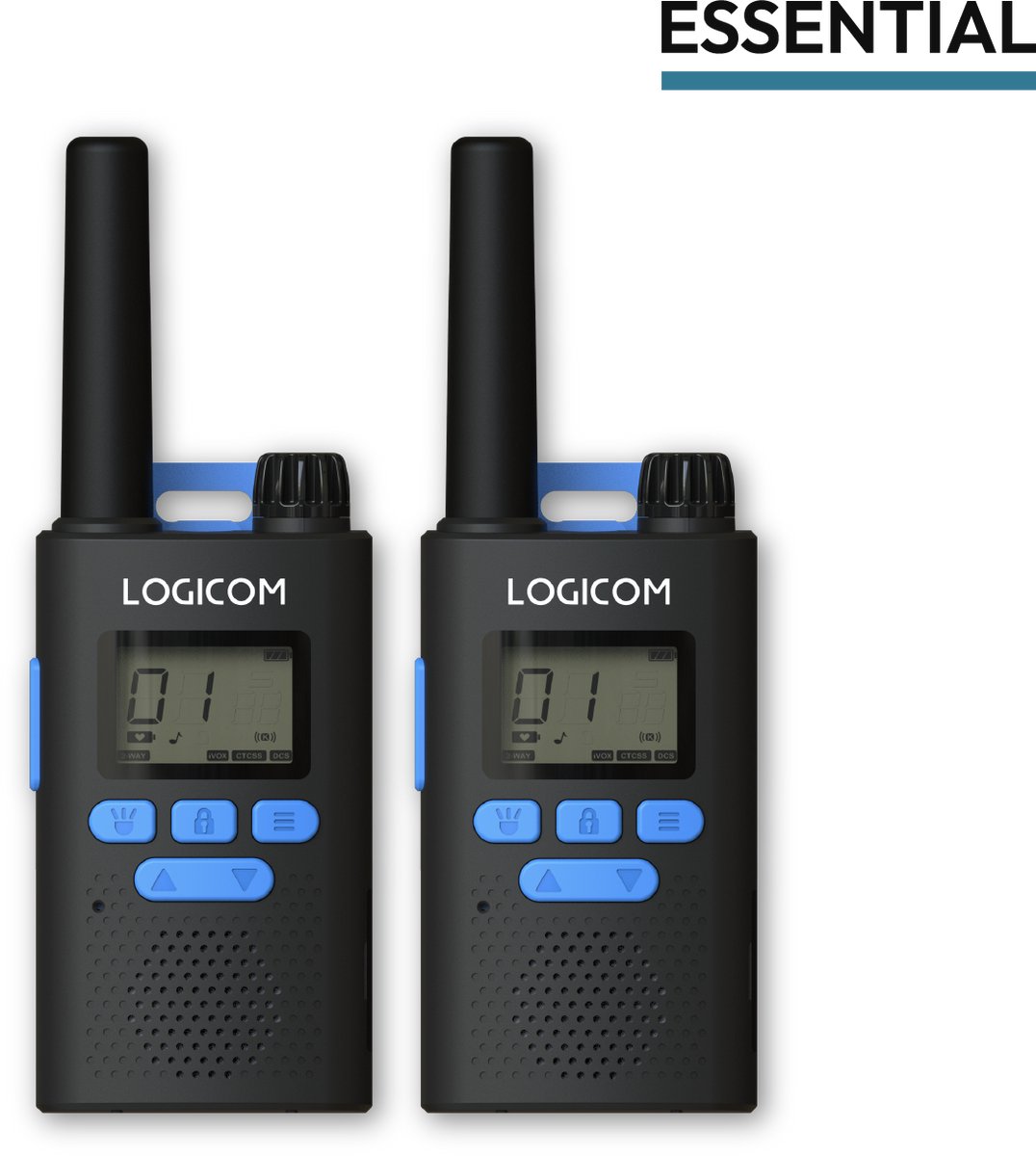 Logicom - Essential - Walki Talkie - 10km - 2 stuks - 16 kanalen - PMR 446 - 2 clips - USB C - Met lamp - Kinderen & Volwassenen