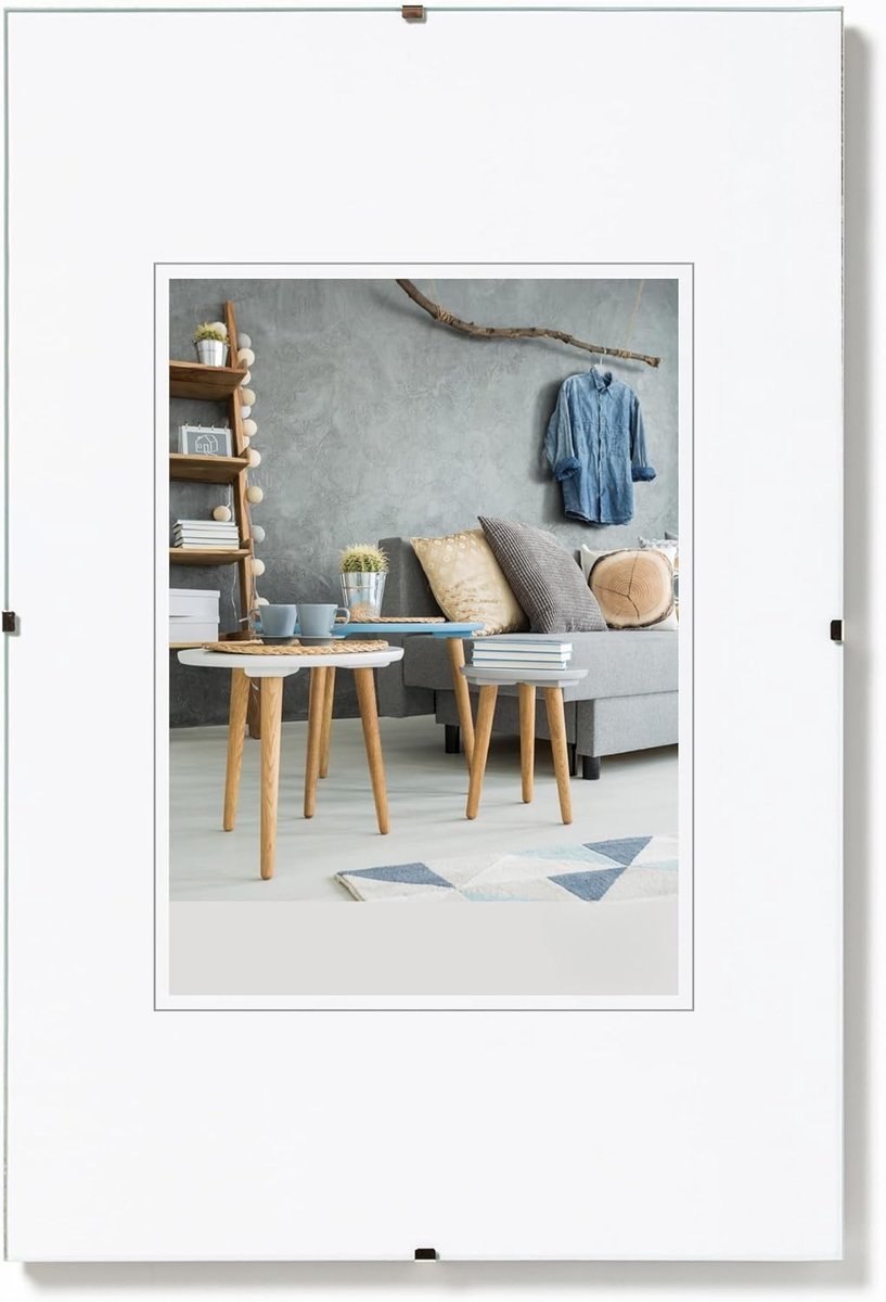 Famanu Frameloze schilderijhouder 13x18 cm met ontspiegeld glas antireflecterend glas