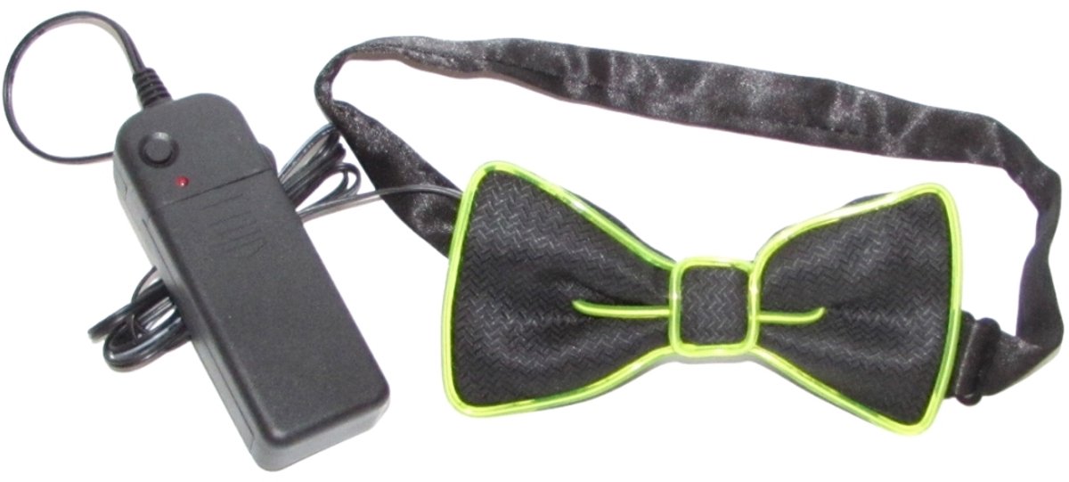 Doppler LED Bow Tie – Limoen Groen LED Party Vlinderdas voor Feesten, Bruiloften & Koningsdag – Zwarte Vlinderstrik / LED Strikje / Verkleedaccessoire