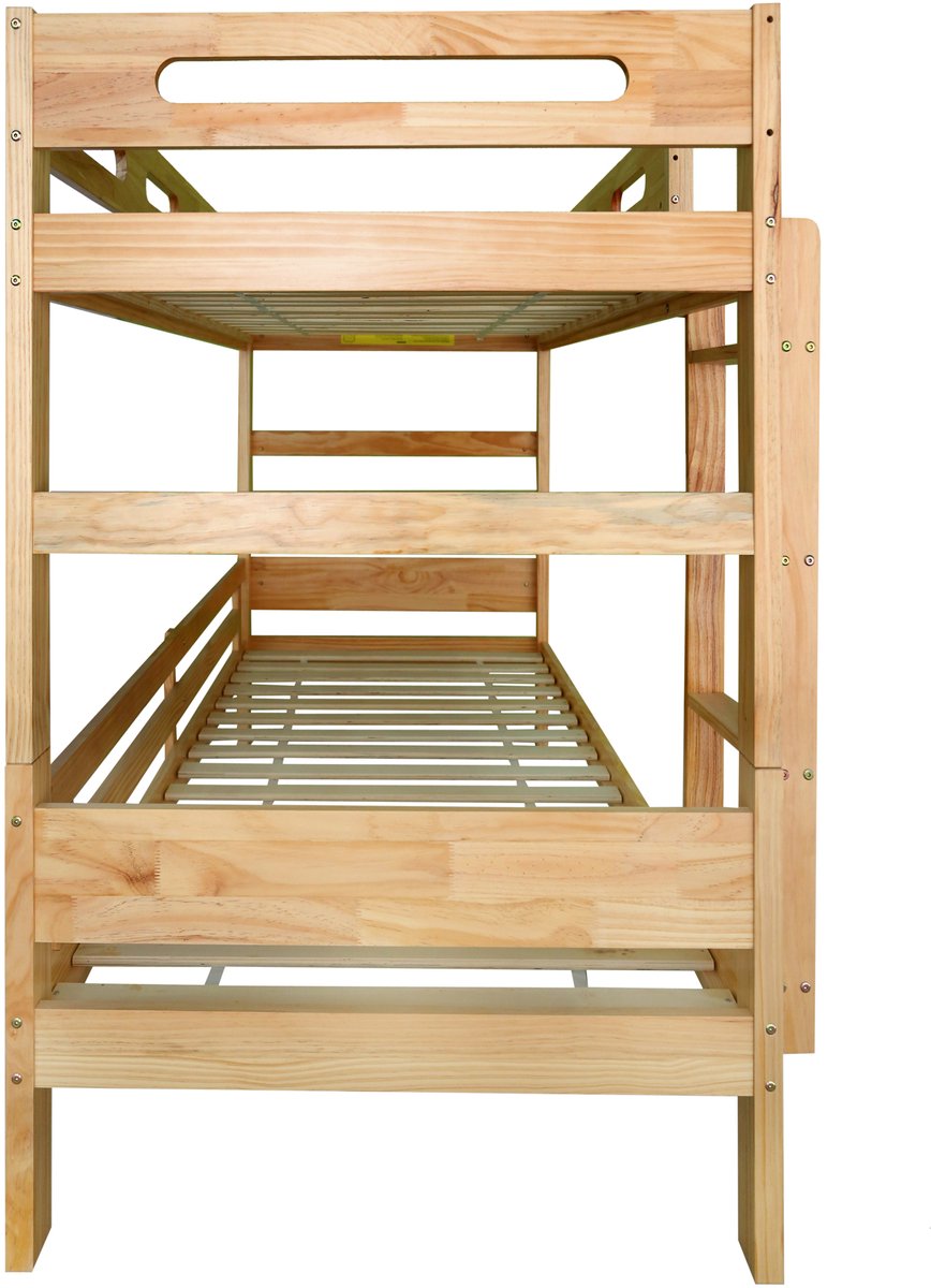 Merax Stapelbed 90x200 cm - kinderbed - kan worden gesplitst in twee eenpersoonsbedden - natuurlijke kleur - zonder matras Houtkleur