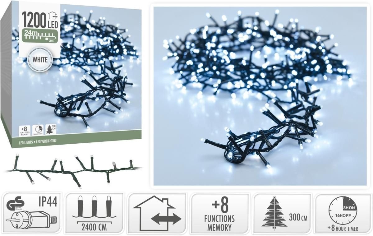 Bol.com DecorativeLighting Kerstlampjes microcluster - Wit - 24 meter - 1200 LED-lampjes aanbieding