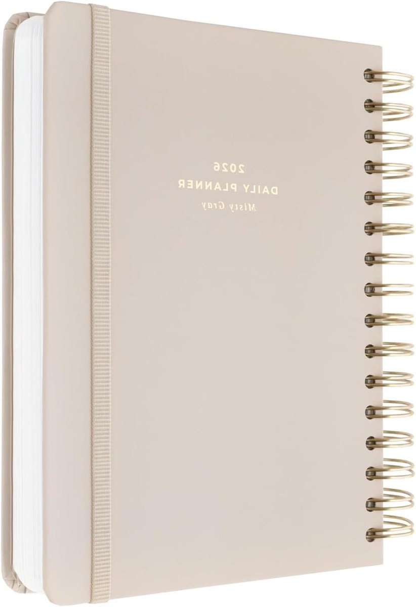 Provento - Dagboek 2026 A5 Pagina Per Dag - Misty Gray | Dagplanner 2026 Met Dagboek Stickers, Zakje, Bladwijzers, Januari 2026 - December 2026 | Esthetische Stationery Geschenken Voor Vrouwen & Mannen.