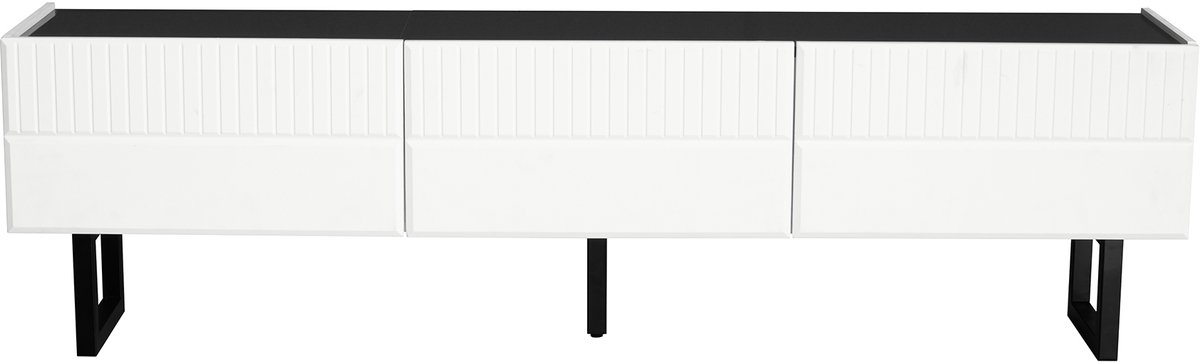 Tv-meubel met drie lades, laag tv-meubel. Klassiek zwart-wit design. 170 x 35 x 47 cm (lengte x breedte x hoogte).