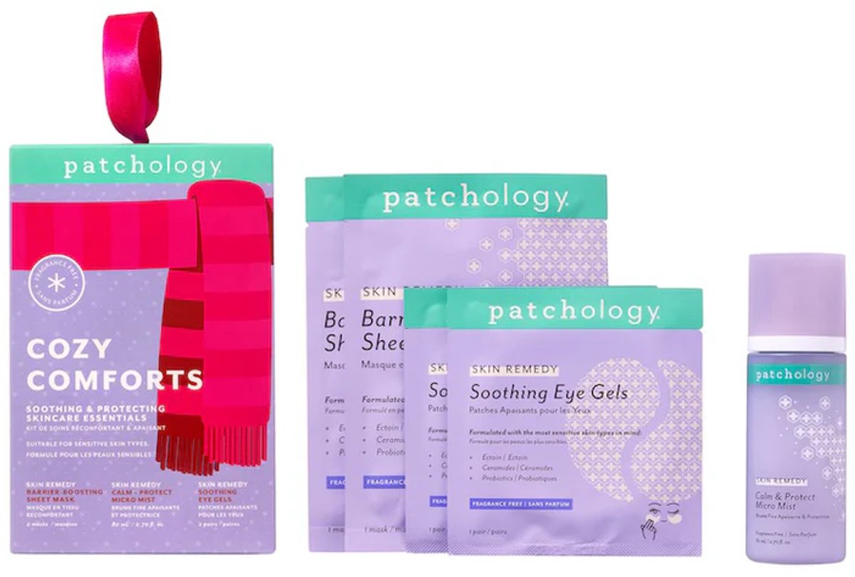 Patchology Cozy Comforts Limited Edition Holiday Set – Kalmerende Skincare Cadeauset Met Facemist, Soothing Eye Gels & Barrier-Boosting Sheet Masks – Zorgt Voor Hydratatie & Herstel – Perfect Wintercadeau Voor Selfcare En Skincare Liefhebbers